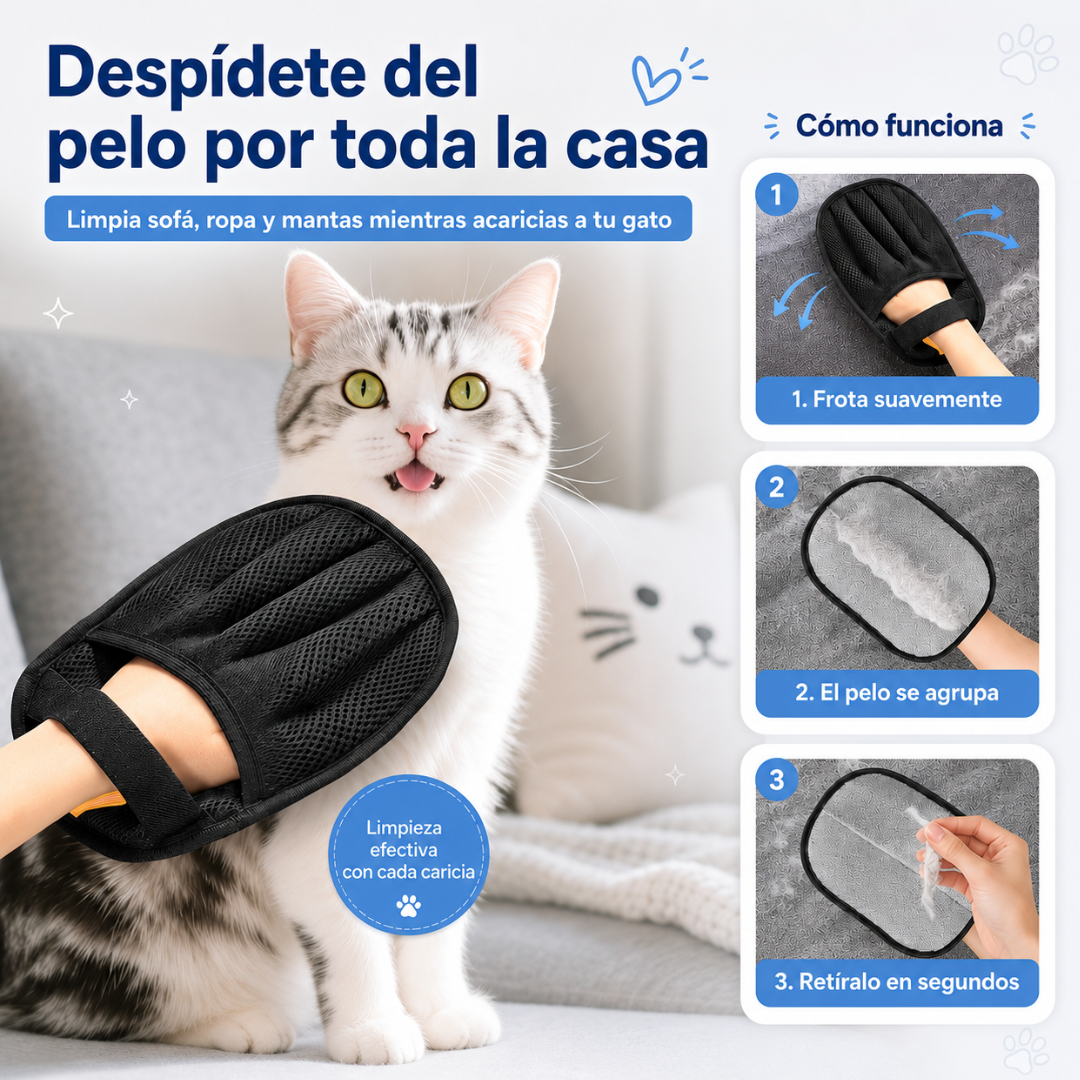 Guante electrostático reutilizable para pelo de mascotas