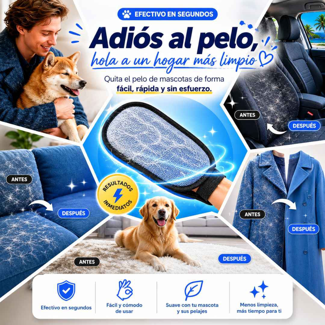 Guante electrostático reutilizable para pelo de mascotas